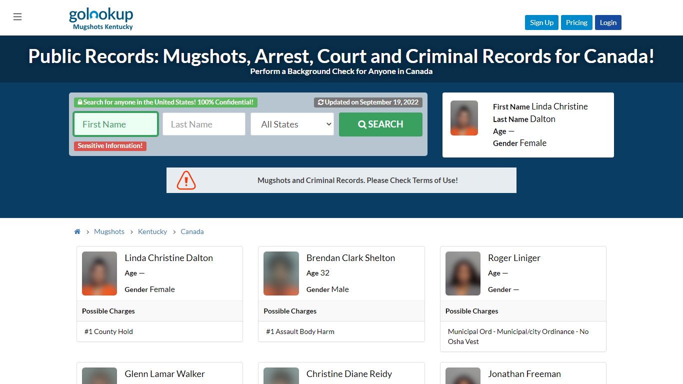 Mugshots Canada, Arrest Records Canada - GoLookUp